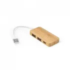 Hub em bambu com 2 portas USB-A e 1 porta USB-C - 1820415