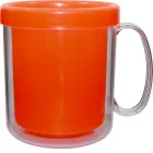 caneca termica cristal 300ml laranja neon de plastico  - 1524175