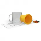  caneca termica infantil 300ml amarelo de plastico  - 1525284