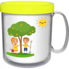 caneca termica infantil 300ml amarelo neon cl de plastico  - 1525309