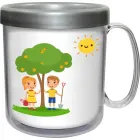 caneca termica infantil 300ml prata cl de plastico  - 1525297