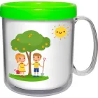 caneca termica infantil 300ml verde neon cl de plastico  - 1525306