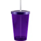 Copo tampa canudo cristal 320ml lilas de plastico  - 1523584