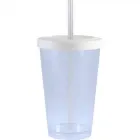 Copo tampa canudo cristal 320ml transparente de plastico  - 1523576