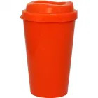 Copo tampa mug 320ml alaranjado de plastico  - 1523408