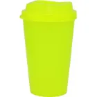 Copo tampa mug 320ml amarelo neon de plastico  - 1523426