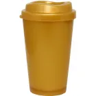 copo tampa mug 320ml dourado de plastico  - 1523420