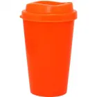 Copo tampa mug 320ml laranja neon de plastico  - 1523428