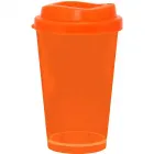 copo tampa mug cristal 320ml laranja neon de plastico  - 1523574