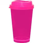 copo tampa mug cristal 320ml rosa neon de plastico  - 1523568