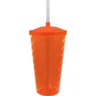 copo tampa twist cristal 600ml laranja neon de plastico  - 1524044