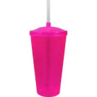 copo tampa twist cristal 600ml rosa neon de plastico  - 1524038