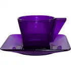 Xícara pires 50ml cristal lilas de plastico  - 1524643