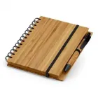 Caderno A5 em bambu com folhas pautadas reclica