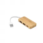 Hub em bambu com 2 portas USB-A e 1 porta USB-C - 2006273