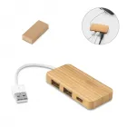 Hub em bambu com 2 portas USB-A e 1 porta USB-C - 2006271