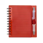 Caderneta com capa transparente na cor vermelha claro com caneta vermelha. - 1910737