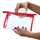 Necessaire plástica transparente com detalhe vermelho - 1541423