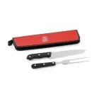 Kit churrasco em estojo em Tecido em 2 utensílios em aço inox e PP Personalizado  - 2005426