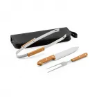 Kit churrasco em estojo com 3 utensílios em aço inox e madeira de seringueira Personalizado 1 - 2005930