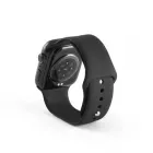 Smartwatch preto com foco na tela e bracelete em silicone - 2019248