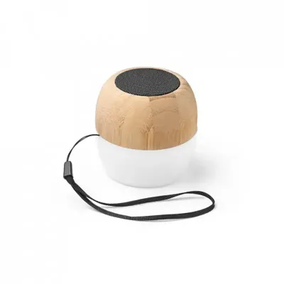 Caixa de som portátil em bambu com microfone