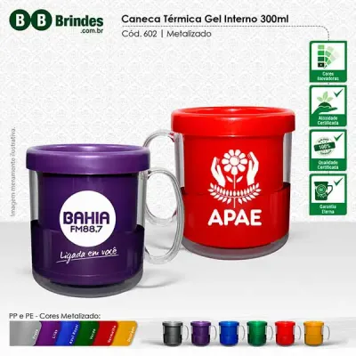 Caneca térmica gel 300ml metalizado