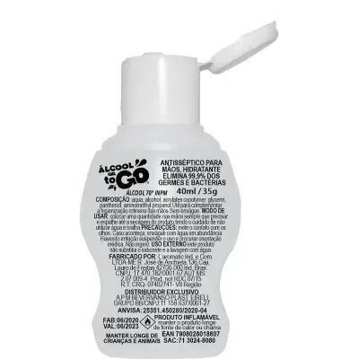  alcool gel 70 to go 40ml rotulo  - 1525472