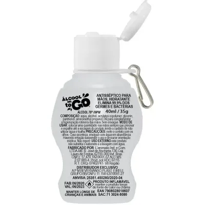  alcool gel 70 to go chaveiro 40ml rotulo  - 1525475