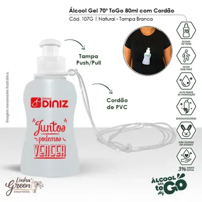  alcool gel 70 to go cordao 80ml 70g  - 1525494