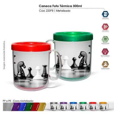  caneca foto termica 300ml pb metalizado cores  - 1525352