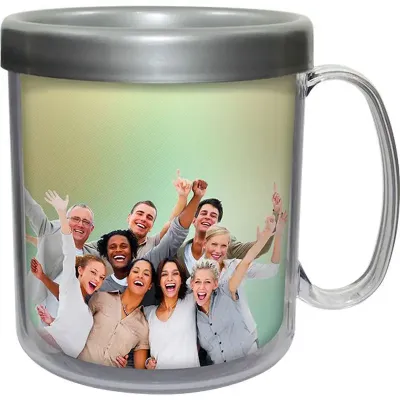 Caneca foto térmica 300ml prata cl de plastico 