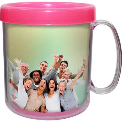 Caneca foto térmica 300ml rosa neon cl de plastico  - 1525403