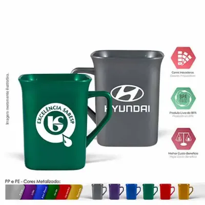 Caneca Quadrada metalizado-cores - 1691923