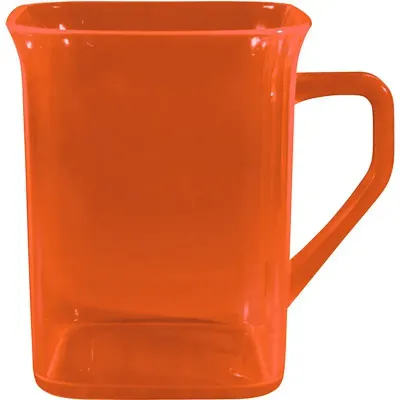 Caneca Quadrada Cristal Laranja Neon 300mL Plástico