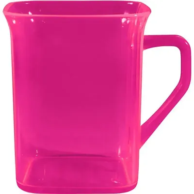 caneca quadrada cristal 250ml rosa neon de plastico  - 1523666