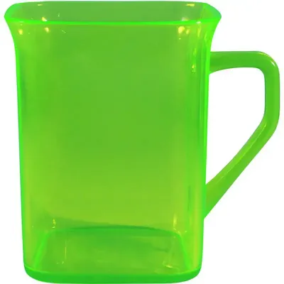 caneca quadrada cristal 250ml verde neon de plastico 