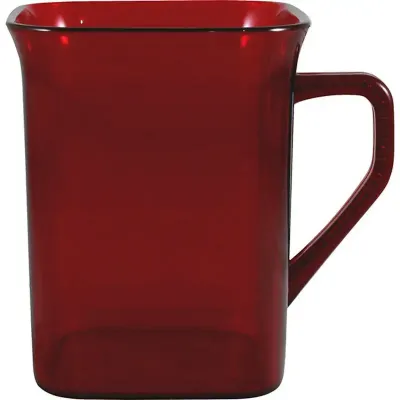 caneca quadrada cristal 250ml vermelho de plastico  - 1523660