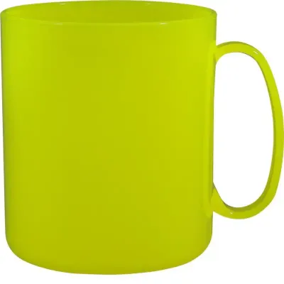 caneca redonda 400ml amarelo neon de plastico  - 1523698