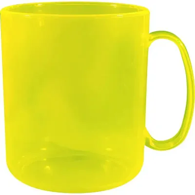 caneca redonda cristal 400ml amarelo neon de plastico 