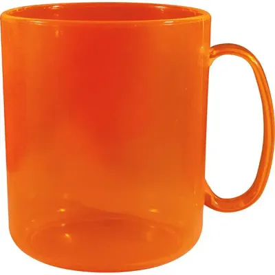 caneca redonda cristal 400ml laranja neon de plastico 