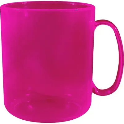 caneca redonda cristal 400ml rosa neon de plastico 