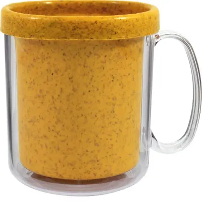 caneca termica cristal 300ml amarelo green colors de plastico 