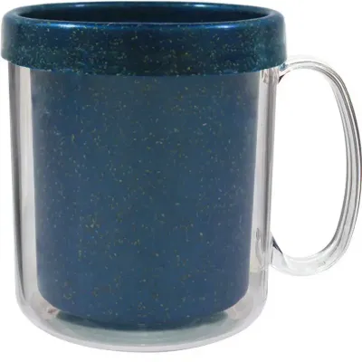 caneca termica cristal 300ml azul green colors de plastico 