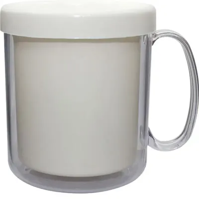 Caneca térmica cristal 300ml branco de plastico 