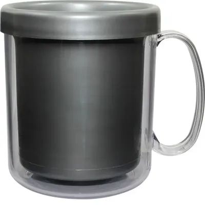 Caneca térmica cristal 300ml prata de plastico 