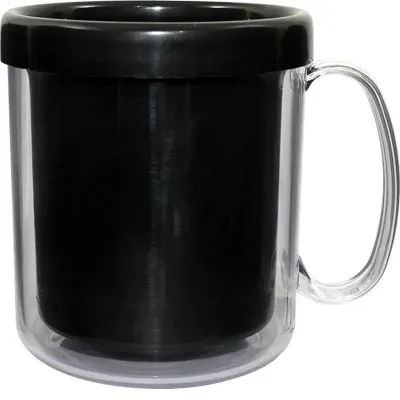 caneca termica cristal 300ml preto de plastico 