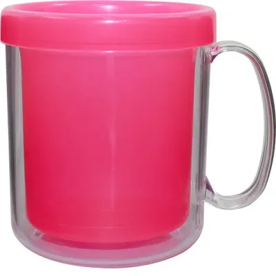 Caneca Térmica Cristal Rosa Neon  300mL Plástico