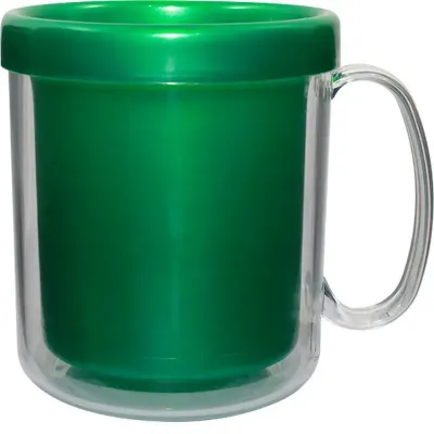 caneca termica cristal 300ml verde de plastico  - 1524161