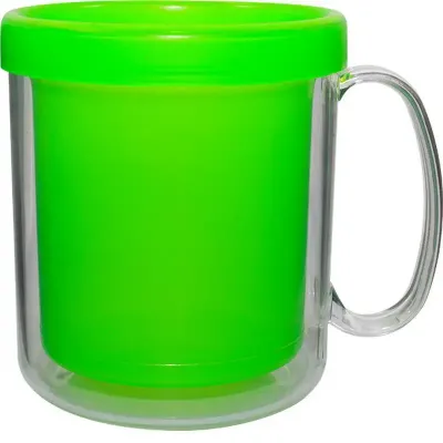 caneca térmica cristal 300ml verde neon de plástico 